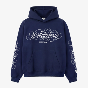 เสื้อฮู้ดซิปสีดำแบบโอเวอร์ไซส์ ผ้าถักนิตติ้ง 100% คอตตอนฟลีซ หนัก 350 GSM ปักโลโก้ด้านหน้า สไตล์ลำลอง ใส่ได้ทั้งชายและหญิง สำหรับฤดูหนาว ไม่หดตัว - Product Image 1