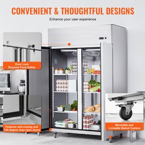 Equipo de Refrigeración para Cocina Comercial, Refrigerador Vertical de Acero Inoxidable de 44.21 Pies Cúbicos, 2 Puertas, 54.4 Pulgadas de Ancho, Descongelación Automática - Product Image 6