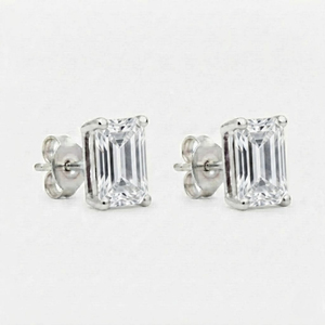 Boucles d'oreilles clous en argent plaqué rhodium et zircon en forme de poire, modèle Rhaya Jewels 858, pour homme et femme, idéales pour fiançailles et mariage - Product Image 3