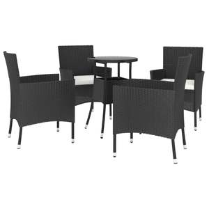 Set da bistrot con Patio in Rattan nero in 5 pezzi con cuscini Set da giardino - Product Image 3