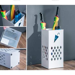 Porte-parapluie en fer forgé, support de rangement pour hall d'entrée, support de parapluie sur pied, organisateur multifonctionnel blanc 50 x - Product Image 3