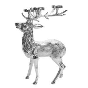 Candelabro de Lujo de Metal Plateado con Forma de Ciervo, Portavelas de 4 Luces con Astas, Elegante Figura de Reno como Centro de Mesa para Decoración Navideña - Product Image 6