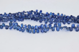 AAA Blue Kyanite Faceted Pear Shape 6*8mm Briolette Beads 8 Inches Side Cut Wholesale <b>Stone</b> Beads Kyanite Pear - Product Image 3