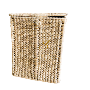 Panier à linge/jouets en jacinthe d'eau avec couvercle - Structure en rotin - Hauteur 46 cm - Fait main - Product Image 3