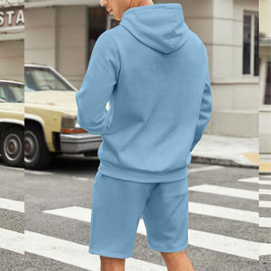 Conjunto de Sudadera con Capucha y Pantalones Cortos para Hombre, de Alta Calidad, Color Sólido, para Verano, Corte Regular, Secado Rápido, Transpirable, OEM - Product Image 2