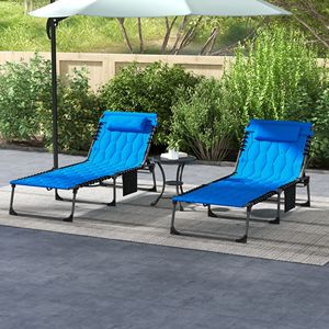 Chaise longue reclinabili blu a 5 posizioni per un comodo riposo all'aperto - Product Image 2