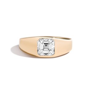 Custom 2.50 Carat Asscher Lab Grown Diamond Men's Engagement <b>Ring</b> 14K 18K Solid Gold Flush Set Tapered <b>Dome</b> Band <b>Rings</b> Wholesale - Product Image 1