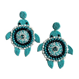 Pendientes de Tortuga Hechos a Mano con Cuentas para Mujer, Pendientes Colgantes de Animales Turquesa, Joyería Boho de Playa, Lindo Regalo Original - Product Image 1