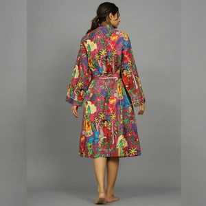 ชุดคลุมผ้าฝ้ายลายดอกไม้ น้ำหนักเบา พิมพ์ลายบล็อก - Product Image 3