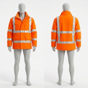 Premium 240 GSM Waterproof Polyester Cotton Safety <b>Jacket</b> <b>Orange</b> <b>Hi</b> <b>Vis</b> Reflective Tape CE Certified Workwear Custom Logo - Product Image 5