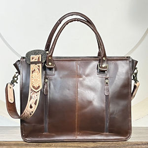 Bolsos de mano de cuero para mujer de moda occidental, bolso de mano con borlas florales de piel de vaca con logotipo personalizado, transporte oculto para uso diario - Product Image 5