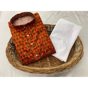 ชุดนอนผ้าฝ้ายพิมพ์ลายน่ารักสำหรับผู้ชายสีส้ม - Product Image 1