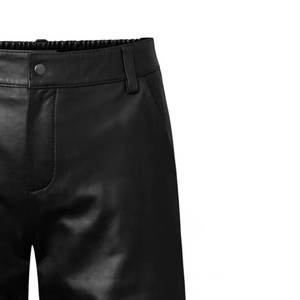 KIVOTECH Short en cuir PU noir taille haute pour homme, style décontracté Bermuda avec braguette boutonnée et poches - Product Image 4