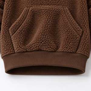 TS Brown <b>Fleece</b> <b>Sherpa</b> Hooded Sweatshirt Oversized Casual Winter Wear Anti-Pilling Knitted Pullover Men's Hoodies & Sweatshirts - Product Image 6