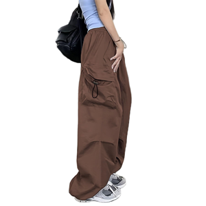 Custom Logo Breathable Mid Waist Winter Cargo Pants Women Oversized Fashion Streetwear <b>Trousers</b> Loose Fit Pants with Pockets - Product Image 3