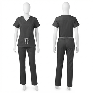 Uniforme Médico para Mujer, Premium, 180 GSM, Lona Gris Carbón, Bordado Personalizado, Etiqueta Tejida, Logotipo por Transferencia de Calor, Uso Hospitalario - Product Image 1