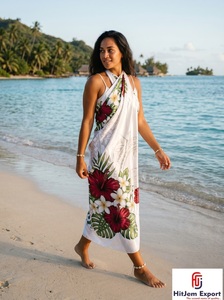 Paréo tissé personnalisé à pois, Sarong polynésien léger à motifs floraux, Cache-maillot tropical pour la plage, Vêtement d'été, Fabricant et fournisseur OEM ODM - Product Image 4