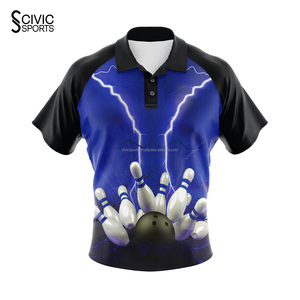 Breathable Polyester Adults Sportswear Custom Logo Printing <b>Bowling</b> Club Jersey Short custom - Product Image 5