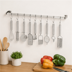 Organiseur de cuisine multifonctionnel, rails muraux suspendus en acier inoxydable, support mural pour ustensiles de cuisine à prix avantageux - Product Image 4