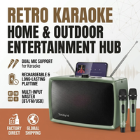Haut-parleur portable LN-5016MIC avec deux microphones sans fil, 33W, basses puissantes, système audio karaoké rétro TV, vente en gros