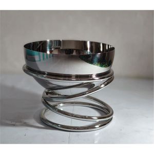 Bol à fruits de luxe en acier inoxydable, design spirale moderne, pour la décoration de la maison, des hôtels et des restaurants, centre de table en métal - Product Image 1