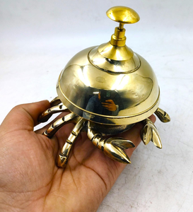 <b>Brass</b> Spider Shaped Service <b>Bell</b> Novelty Hand Press Table <b>Bell</b> Sculptural Reception Desk Accessory for Hotel Restaurant Office - Product Image 1