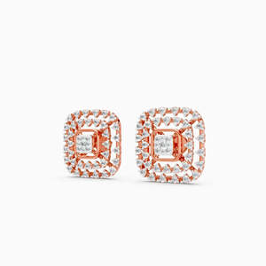 Pendientes de Flor Clásicos de Lujo Chapados en Rodio y Oro de 10K con Zirconia Roja de Corte Cojín y Detalles de Diamantes, Joyería Romántica Unisex, Regalo Ideal - Product Image 4