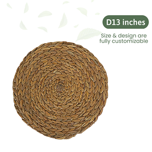 Eco-friendly Hyacinth <b>Woven</b> <b>Placemats</b> Natural Round Braided Water Hyacinth Weave Tablemats for Sale for Presentations - Product Image 2