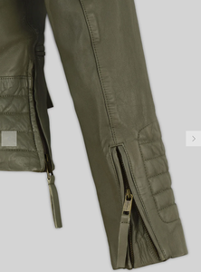 เสื้อแจ็คเก็ตหนังรุ่น 2026 สำหรับผู้ชายและผู้หญิง แฟชั่นใหม่ เสื้อแจ็คเก็ตหนังผู้ชาย กันลม สีเขียว สไตล์สั่งทำพิเศษ - Product Image 5