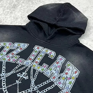 Sudadera con Capucha de la Mejor Calidad a Precio Mayorista, con Serigrafía y Pedrería, 100% Algodón, Tejido de Felpa, Producto de Tendencia para Hombre - Product Image 6