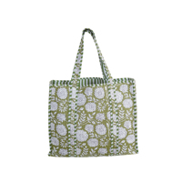 Sac fourre-tout en coton matelassé fait main, léger, durable, lavable, écologique, réversible, spacieux, respirant, style bohème, ouverture supérieure, tout usage