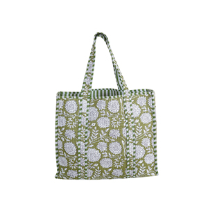 Cotton Quilted Handmade Eco-Friendly Reversible Tote Bag Bohemian Open Top All Seasons Summer Autumn Beach Solid Color Style - Product Image 3