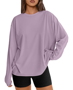 Camiseta de Manga Larga para Mujer de Primera Calidad, Cuello Redondo, Estilo Básico, Fabricación de Ropa Personalizada, OEM, ODM, Venta al Por Mayor - Product Image 1