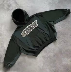 ร้อนขายผ้าฝ้ายอาทิตย์จางผู้ชายHoodieไม่มีสายกราฟิกเฮฟวี่เวทด้อยแพทช์ตัดและเย็บบนHoodieสําหรับผู้ชายและผู้หญิง - Product Image 5