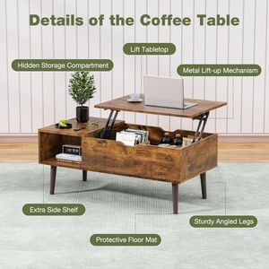 Sweetcrispy piccola scrivania da pranzo ascensore superiore per caffè tavolo di stoccaggio in legno con scomparto nascosto per la casa soggiorno o ufficio - Product Image 5