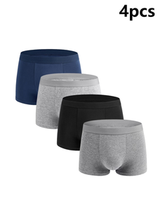 Men's 4-Piece Breathable Spandex Boxer Briefs Mid-Rise Solid Pattern Comfortable Sports Underwear with Knitted Fabric - Product Image 1