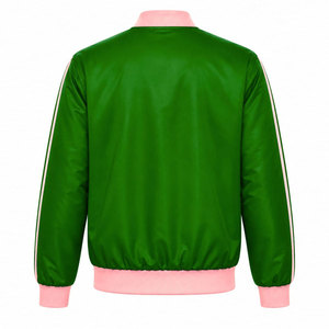 Alpha | Kapa | Alpha Sorority Pretty Women Varsity <b>Jacket</b> Green & <b>Pink</b> Color Block Zipper Front Logo AKA Women's Baseball <b>Jacket</b> - Product Image 6