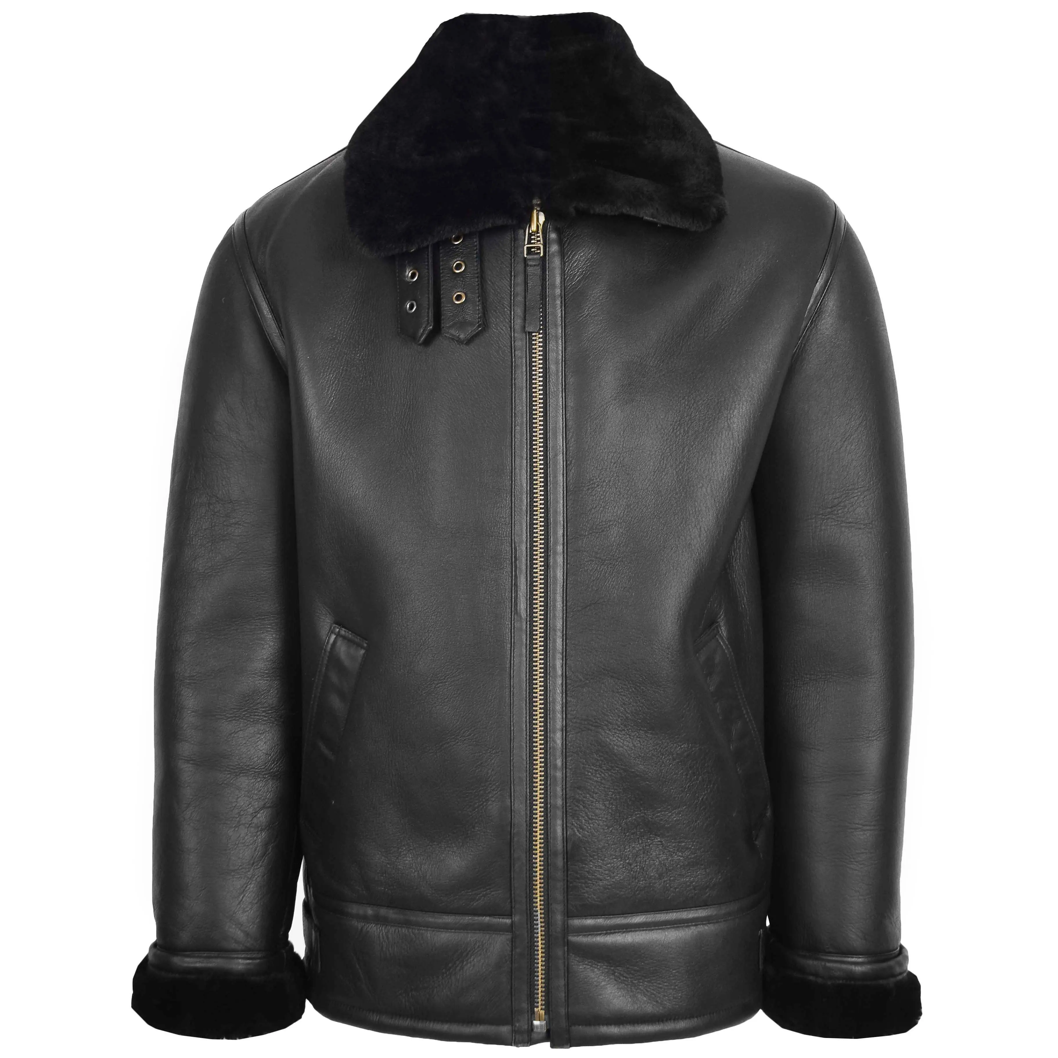 Wholesales Leather Fur Jacket Men s Leather Jacket High Quality Black Leather Men Winter OEM Factory Classic Comfortable Embroid