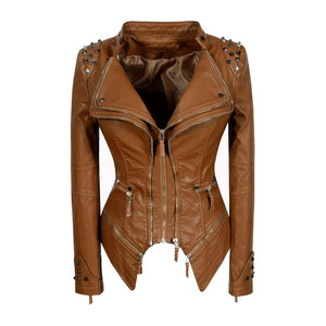 Women's Genuine <b>Leather</b> Winter <b>Jacket</b> Breathable Quick Dry Stand Collar OEM ODM Private Label Worsted Fabric - Product Image 1
