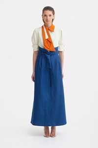 Jupe crayon en jean pour femme GRACE COLLECTION, tricotée, simple, bleu uni, avec ceinture, style décontracté, hiver, éco-responsable, Spandex/Coton - Product Image 3