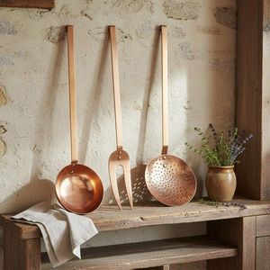 Premium Copper Finish Kitchenware Set Cooking and <b>Serving</b> Utensils Ladle Skimmer <b>Spoon</b> for Restaurant Supply - Product Image 4
