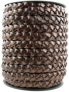 Cordons plats tressés en cuir véritable 100% pur, 5mm/10mm, couleur métallique brillante, pour la création de bijoux, bracelets et colliers. - Product Image 4