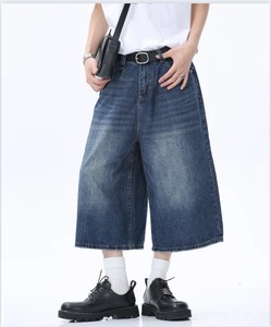 Unisex Acid Washed Baggy Denim Jorts High Quality Summer Streetwear Mid Waist Loose Fit Vintage Style <b>Shorts</b> - Product Image 1