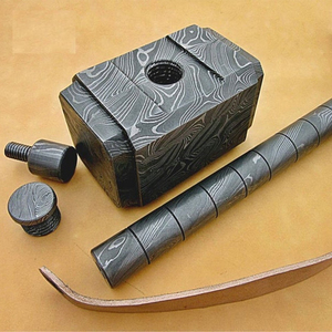 Martillo Decorativo de Acero de Damasco, Forjado a Mano, con Mango de Acero con Diseño, Artículo de Colección y Regalo, Premium - Product Image 6