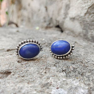 Natural Handmade 925 <b>Sterling</b> <b>Silver</b> <b>Earrings</b>, Lapis Lazuli Marquise Shape <b>Silver</b> <b>Earrings</b>, Handmade <b>Earring</b>, Gift for Person - Product Image 2
