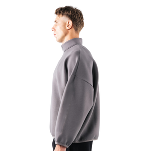 Sweat-shirt polaire demi-zip pour homme, manches longues, coupe oversize, décontracté, pour l'entraînement, fournisseur OEM en gros - Product Image 4