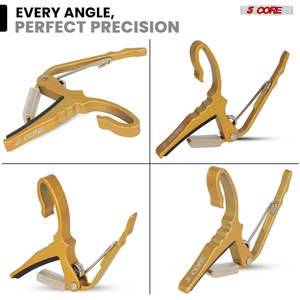 Par de capos para guitarra de 5 clavijas de cambio rápido, para guitarra acústica, eléctrica, banjo, mandolina o ukelele, color amarillo - Product Image 5