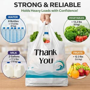 ถุงพลาสติกแบบมีหูหิ้วสำหรับใส่เสื้อยืด ทนทาน เหมาะสำหรับร้านค้าปลีกและสินค้าอื่นๆ เช่น ของชำและอาหารแบบซื้อกลับบ้าน - Product Image 5