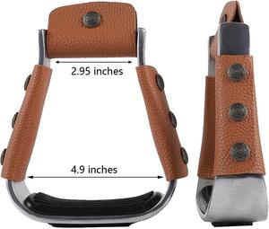 Estribos de Acero Inoxidable Estilo Western con Almohadilla de Cuero Antideslizante para Reducir la Presión en el Tobillo - Product Image 1