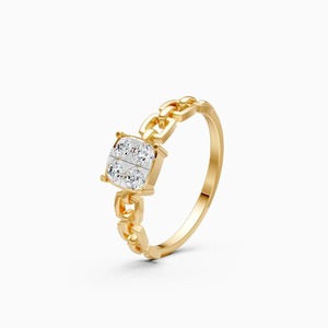 Anillo de cadena con racimo de diamantes cultivados en laboratorio de 0.27 ct refinados en oro amarillo, blanco y rosa de 9 quilates - Product Image 3